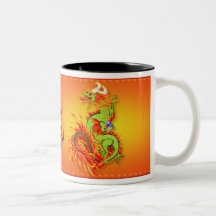 Dragón llameante con la taza del símbolo