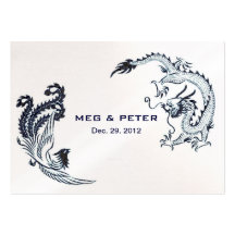 Dragón-Phoenix moderna RSVP que se casa chino Plantillas De Tarjeta De Negocio