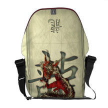 Dragón rojo chino bolsa messenger