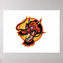 Dragón rojo chino posters