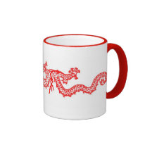 Dragón rojo chino tazas