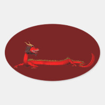 Dragón rojo colcomanias ovaladas