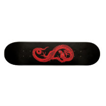 Dragón rojo en negro tabla de patinar