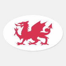 Dragón rojo Galés Pegatina Ovaladas Personalizadas