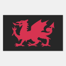 Dragón rojo Galés Rectangular Pegatina