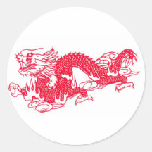 DRAGÓN ROJO PEGATINA REDONDA
