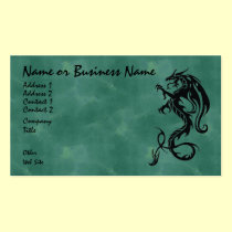 Dragón tribal negro en tarjeta de visita verde tarjetas de negocio