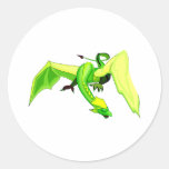 Dragón verde de la fantasía pegatina redonda