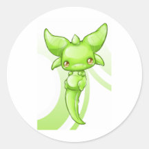 Dragón verde del bebé etiqueta redonda