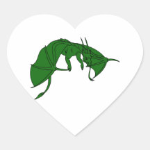 dragón verde que vuela outline.png pegatina corazón personalizadas