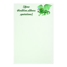 Dragón verde stationery_vertical.v2 del universo., papelería personalizada