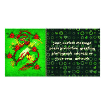 Dragón verde tarjetas fotográficas personalizadas