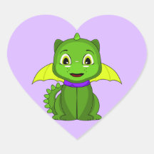 Dragón verde y amarillo de Chibi Colcomanias Corazon Personalizadas