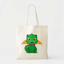 Dragón verde y anaranjado de Chibi Bolsas Lienzo