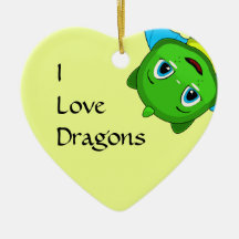 Dragón verde y azul de Chibi Ornamentos De Navidad