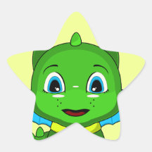 Dragón verde y azul de Chibi Calcomanía Forma De Estrella