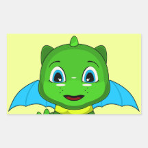 Dragón verde y azul de Chibi Rectangular Pegatina