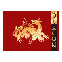 Dragón y bandera de oro comunicado