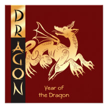 Dragón y bandera de oro invitacion personal 