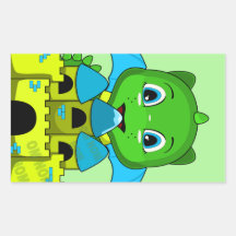 Dragón y castillo verdes y azules de Chibi Rectangular Altavoces