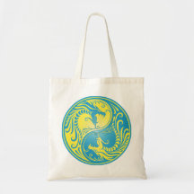 Dragones, amarillo y azul de Yin Yang Bolsas De Mano
