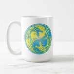 Dragones, amarillo y azul de Yin Yang Tazas De Café