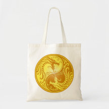 Dragones, amarillo y marrón de Yin Yang Bolsa De Mano