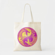 Dragones, amarillo y púrpura de Yin Yang Bolsa De Mano
