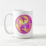 Dragones, amarillo y púrpura de Yin Yang Taza De Café