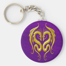 Dragones, amarillo y púrpura del hierro llaveros personalizados