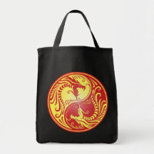 Dragones, amarillo y rojo de Yin Yang Bolsa Lienzo