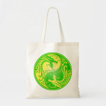 Dragones, amarillo y verde de Yin Yang Bolsa