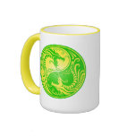 Dragones, amarillo y verde de Yin Yang Taza