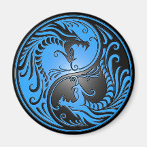Dragones, azul y negro de Yin Yang Imanes Para Frigoríficos
