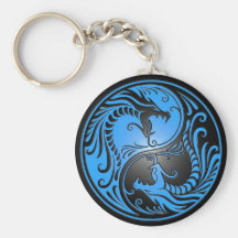 Dragones, azul y negro de Yin Yang Llaveros Personalizados