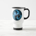 Dragones, azul y negro de Yin Yang Taza De Café