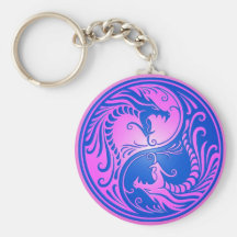 Dragones, azul y púrpura de Yin Yang Llaveros Personalizados
