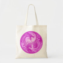 Dragones de Yin Yang, purpúreos claros Bolsas Lienzo