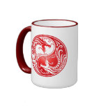 Dragones de Yin Yang, rojos Taza De Café
