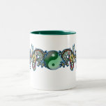 Dragones dobles con la bola de YinYang Taza