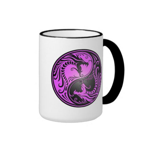 Dragones, púrpura y negro de Yin Yang Tazas
