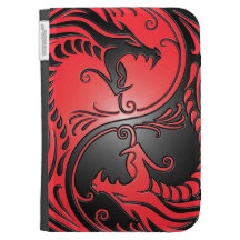 Dragones, rojo y negro de Yin Yang