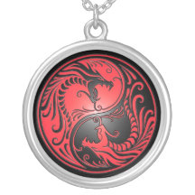 Dragones, rojo y negro de Yin Yang Colgantes