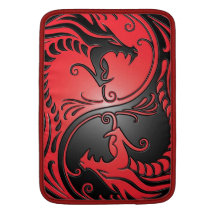 Dragones, rojo y negro de Yin Yang Fundas Para Macbook Air