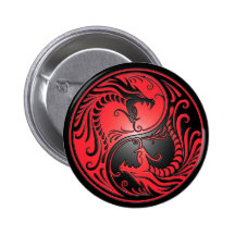 Dragones, rojo y negro de Yin Yang Pins