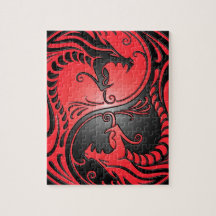 Dragones, rojo y negro de Yin Yang Puzzle