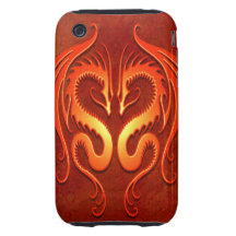 Dragones tribales, rojos tough iPhone 3 cárcasas