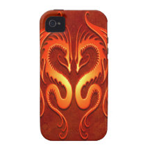 Dragones tribales, rojos vibe iPhone 4 carcasa