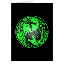 Dragones, verde y negro de Yin Yang Felicitacion
