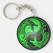 Dragones, verde y negro de Yin Yang Llaveros Personalizados